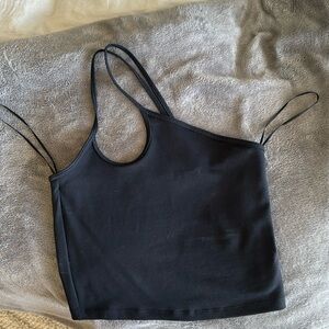 Never worn Abercrombie asymmetrical black crop top